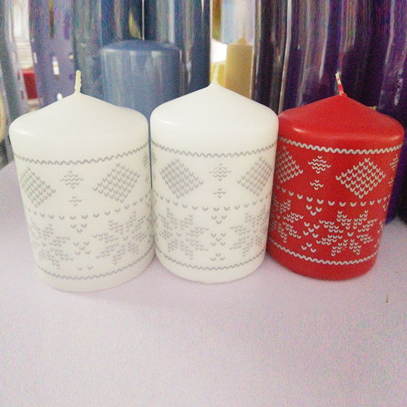 Pillar candle with silkscreen